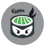 A ninja logo with the word kampa on it.